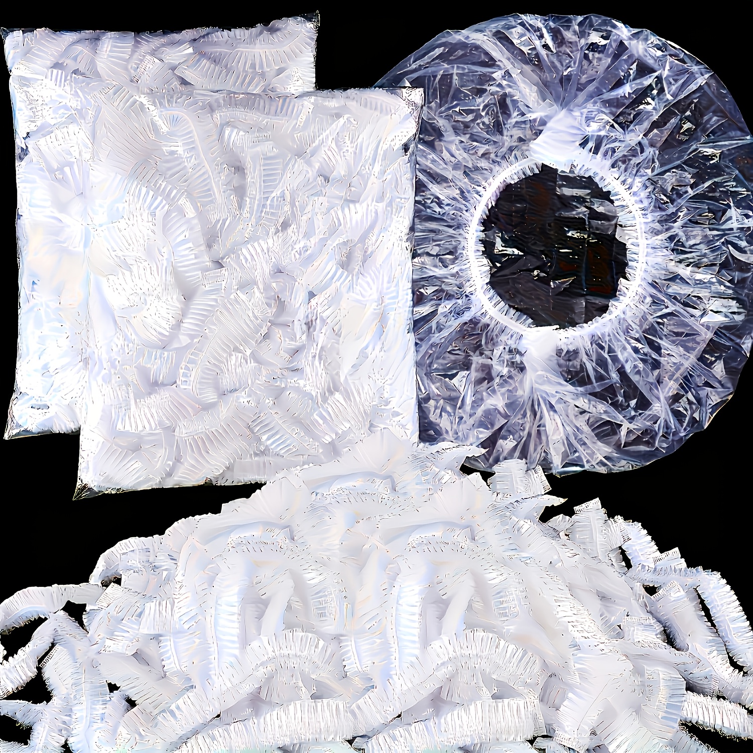 Daugkartiniai maisto produktų maišeliai 100 vnt., maistui tinkami plastikiniai šviežumo išlaikymo dangteliai, universalūs dulkėms atsparūs dangteliai dubenims, lėkštėms, vaisiams, daržovėms, virtuvės maisto saugojimui piknikams ir kepsniams, visų metų laikų naudojimui