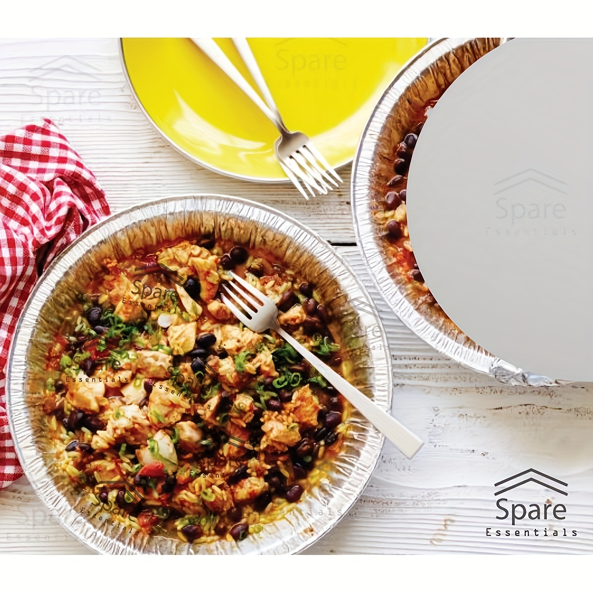 20pcs Silvery Round Aluminum Foil Pans with Lids Extra Large  Baking Trays for Cakes More Chemical-* Essentials