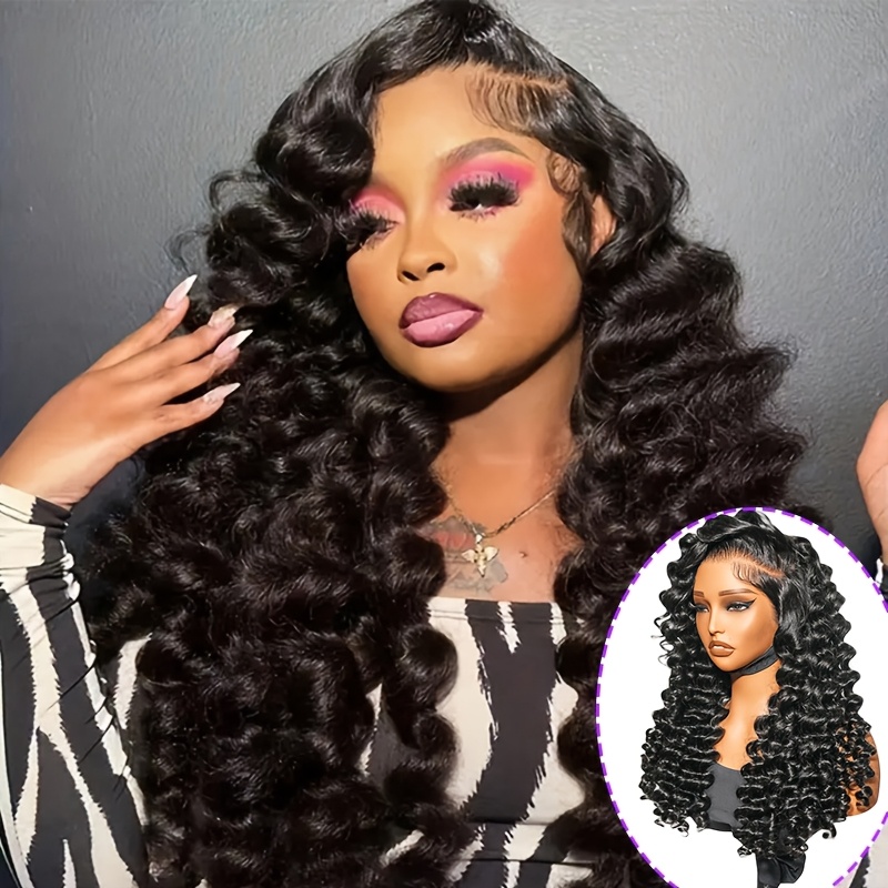 TEMU 250% Density Hd Lace Front Wigs Human Hair Loose Wave 40 Inch 15a Grade Real Full Large Lace Space 6x4 Loose Deep Wave Lace Frontal Wigs Human Hair Pre For Women Beauty
