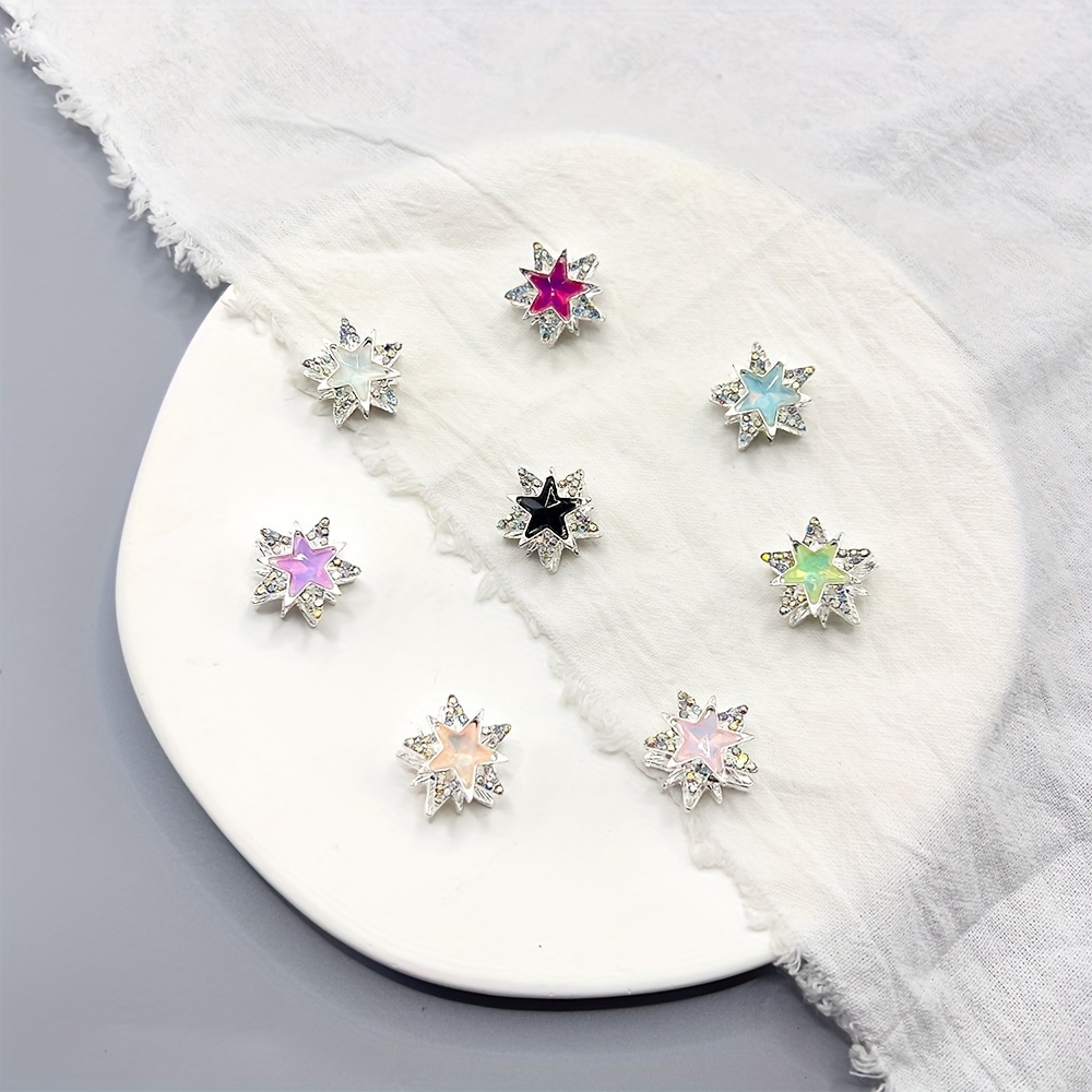 

2pcs Star-shaped Rhinestone Beads, Double-sided With Straight Hole For Making - Ideal For Necklaces, Bracelets, Earrings & Pendants - Unique Craft Accessories, Gift