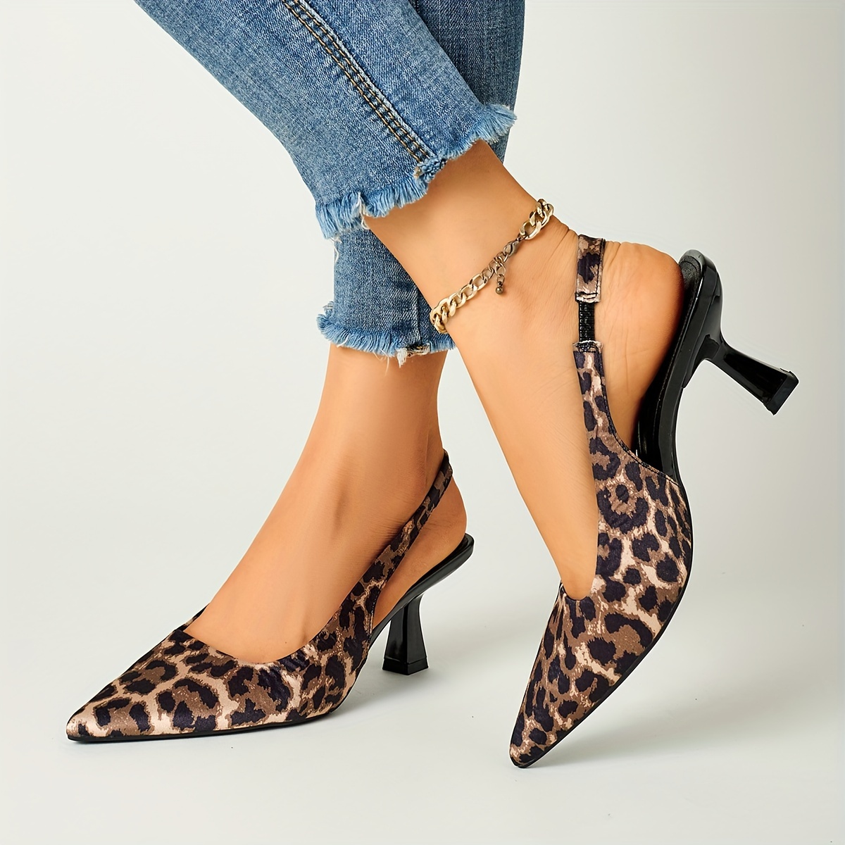 

Chic Leopard Print Stiletto Heels For Women - Sexy Pointed Toe Slip-on Sandals, High Heel Fashion Pumps With , Low Heel Dress Shoes