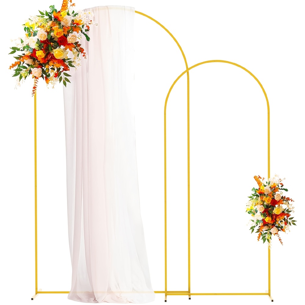 TEMU 2 Pack Metal Wedding Arch Stand, Measuring 7.5ft, And 6.2ft, Freestanding Circular Backdrop Frame, Modern Ceremony For Diy Flower Decoration,
