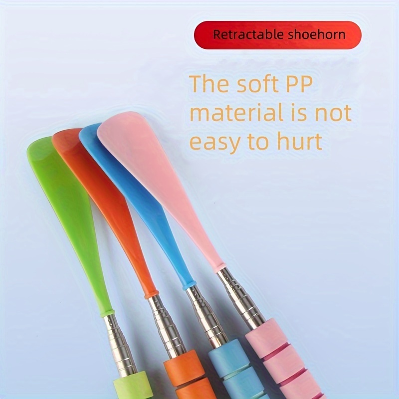 Stainless Steel Telescopic Shoe Horn, Extendable Long Handle Shoehorn with Non-Slip Grip, Adjustable Length, Portable Design with Lanyard, Easy Footwear Assistance Tool