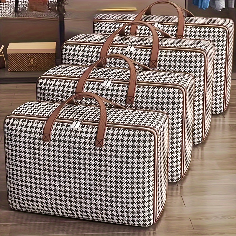 

Houndstooth Pattern Moving Bag, Storage Bags, Blanket Clothes Organization And Storage Containers For Bedding, Comforters And Clothes