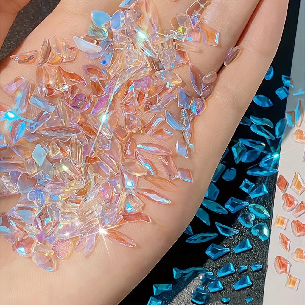 

100pcs Mixed Shape Aurora Glass Crystal Nail Art Rhinestones Nail Gems Iridescent Clear Nude Flatback Rhinestone For 3d Diy Nails Art Crafts Jewelry Decoration (aurora Transparent)