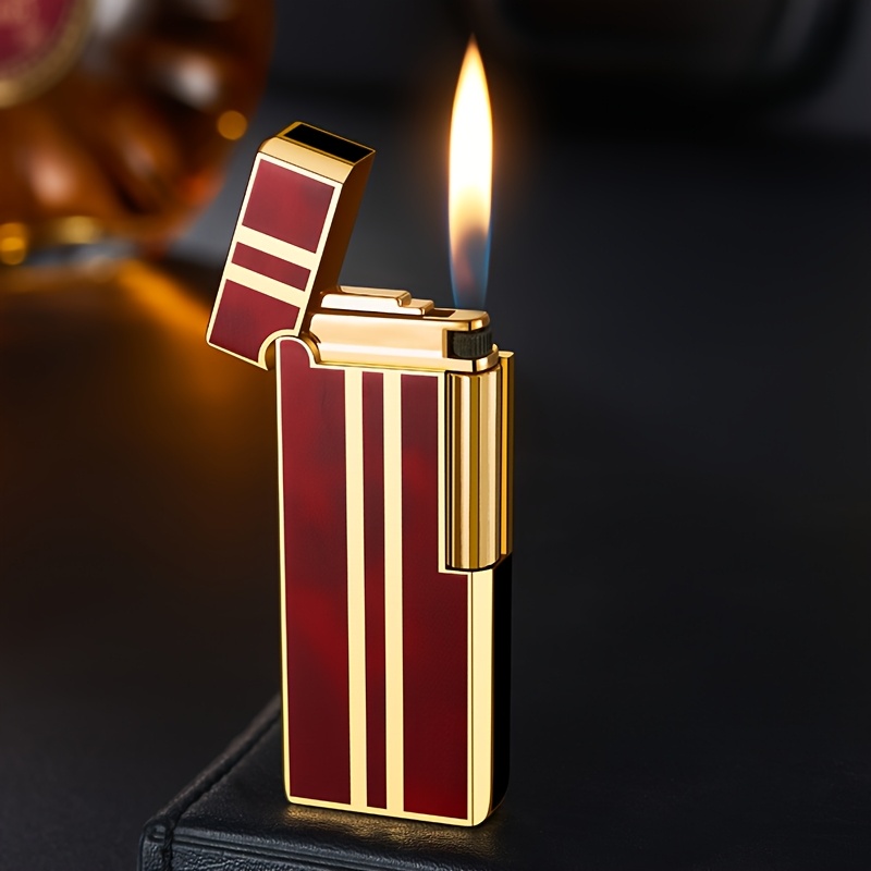 TEMU High Quality Slim Portable Lighter, Inflatable And Stylish Compact Lighter, Side Grinding Wheel Ignition, Opening Sound, Light Luxury High-end