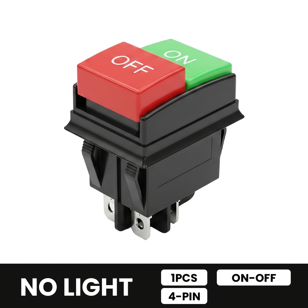 TEMU 1pc 15a Kcd4 Rocker Switch, 4-pin 12v-24v Press-type Boat-shaped Switches Red Green Distinguishing, For Car Washing Machines And Cleaning
