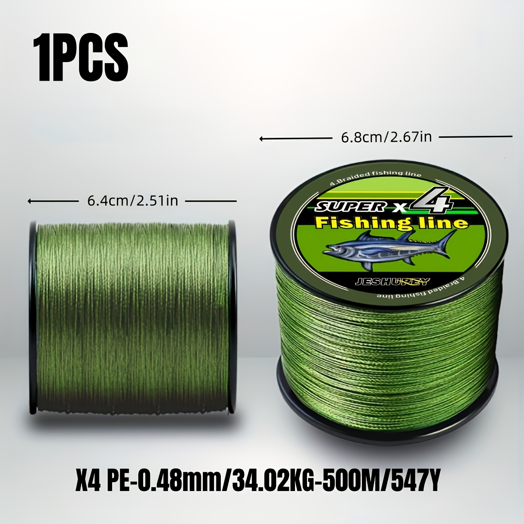 TEMU 500m Super Strong Fishing Line, 4-strand Multi-filament Pe Braided Line, Available Test Strengths: 15/19/26/29/34/45/54/66/75/85lb, Smooth Long