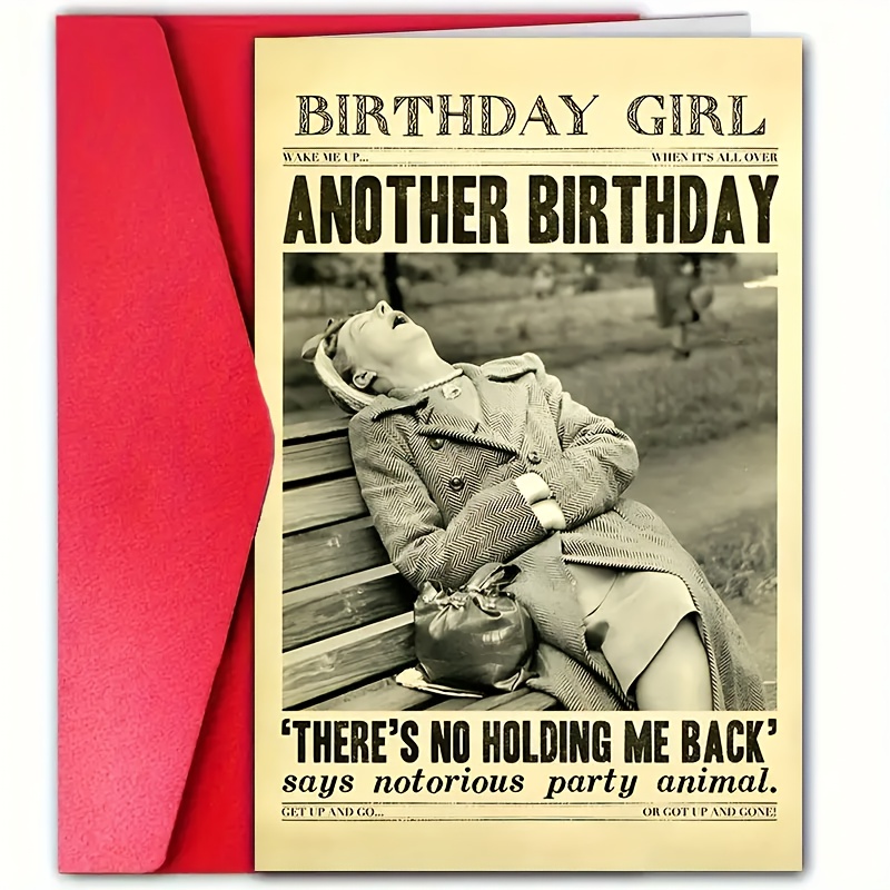 1pc 2pcs 3pcs fun birthday cards with envelopes suitable for anyone paper material     men and women unique birthday girl design featuring a lady sleeping on a bench