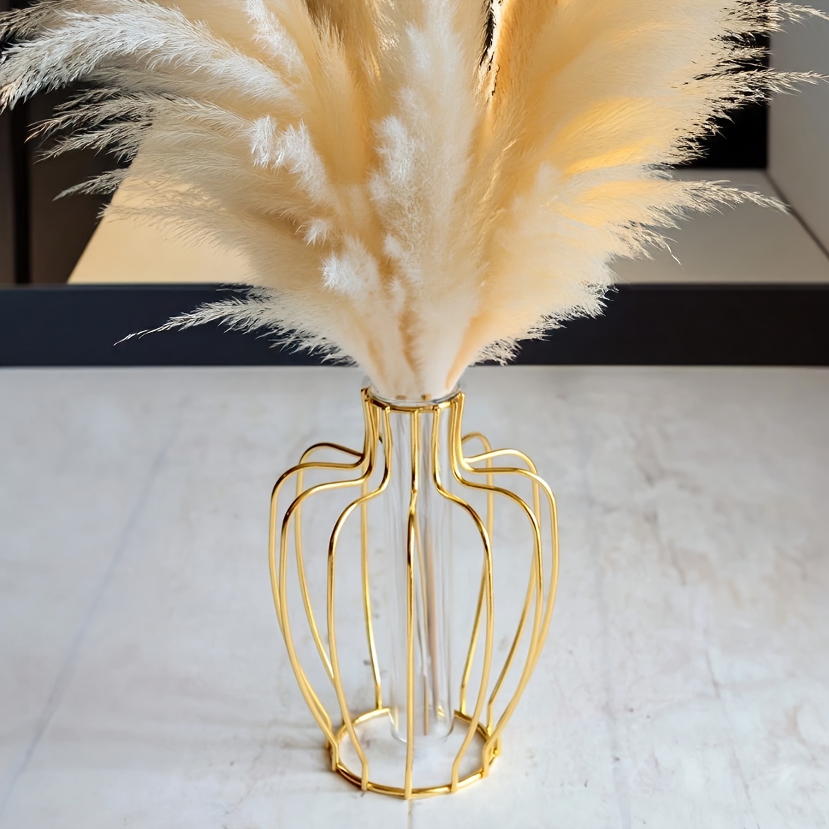 E-shop 1 Stück eleganter Metallvase mit durchsichtigem Rohr – unzerbrechlich, modernes Design für Hochzeiten, Partys und Wohnaccessoires