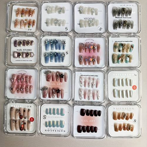 10pcs pure hand pressed wear nail random delivery gift box set stylish and elegant gift nail tools suitable for office wear festival wear party wear