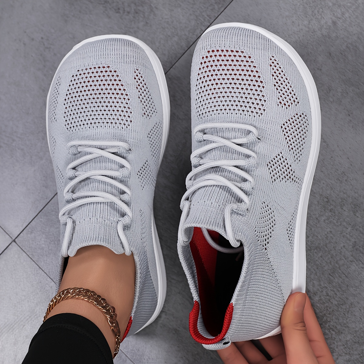 E-shop [Sneaker] Laufschuhe, Schuhe für breite Füße, atmungsaktive, weiche Sohle, elastische Socken, breiter Zehenbereich, große Knochenschlaufe,