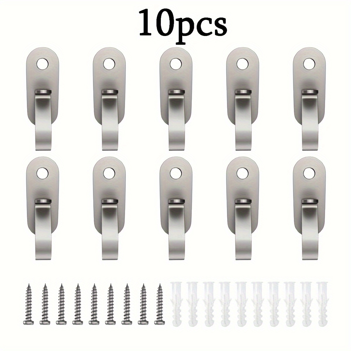 10pcs Stainless Steel Wall Mount Hooks - , Screw- For Hanging Christmas & Led String Lights, Contemporary Style, Durable Metal With , Hooks For Hanging Things Wall