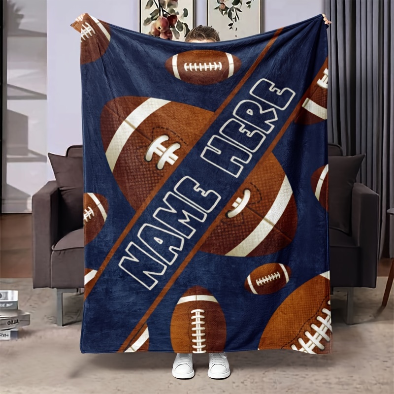 

Customizable Football-themed Flannel Throw Blanket - Soft & Cozy, Personalized , Ideal For Couch, Bed, Camping, Travel - Gift, With Accents, Personalized Blanket