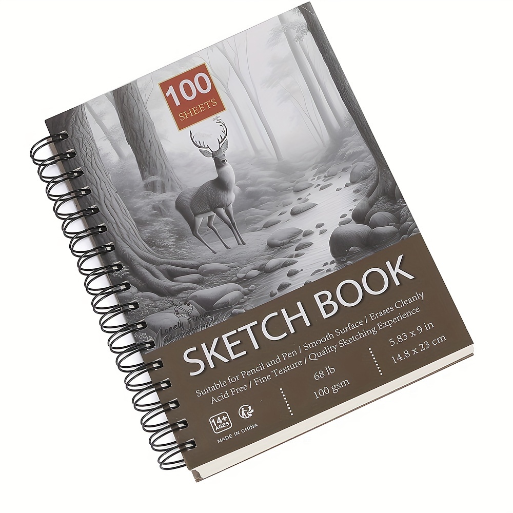 

Lonely Finger Premium Sketch Paper Book: 5.83"x9", 100 Sheets, 68lb (100gsm), Spiral Bound, Acid-free Drawing Paper, Ideal For Students & Adults