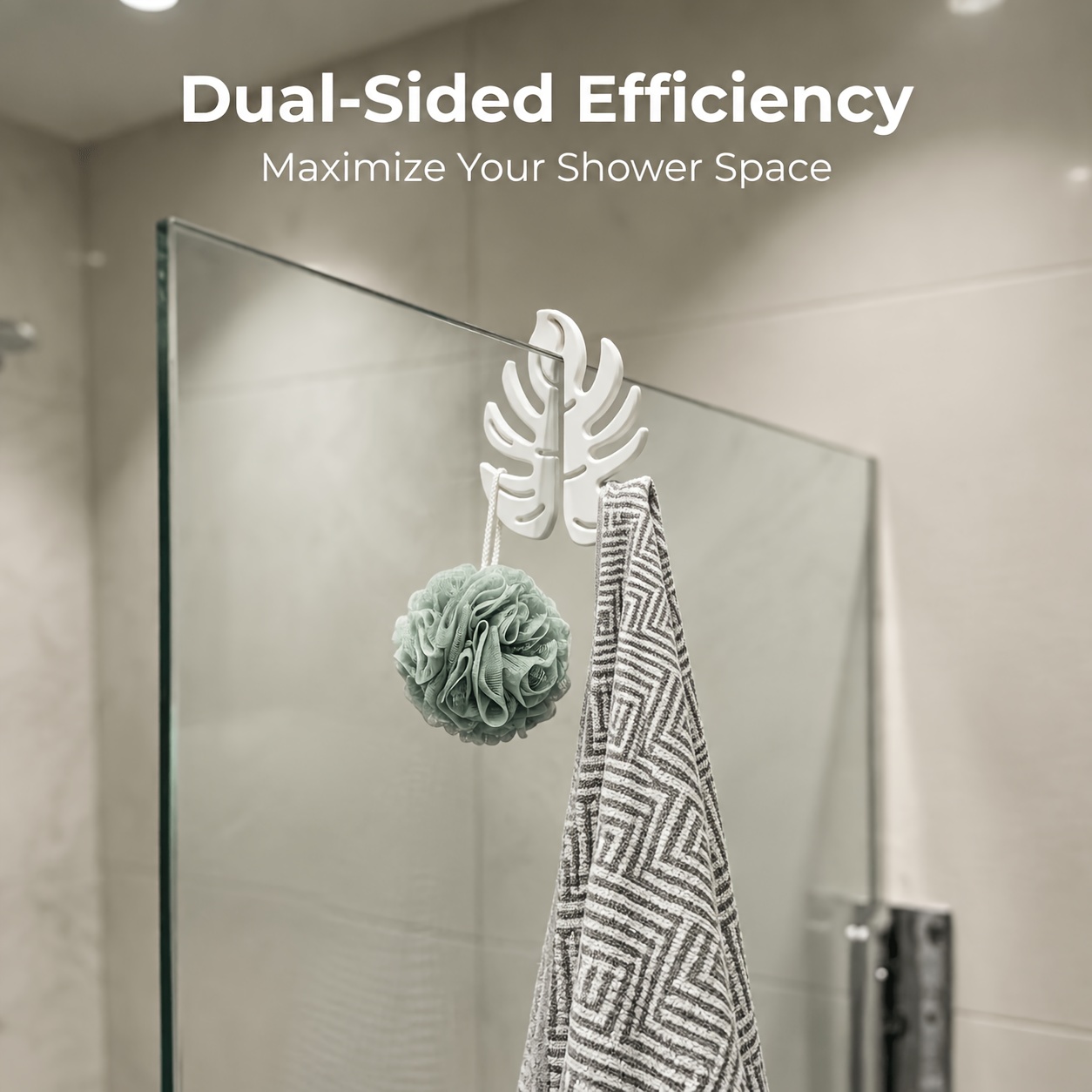 TEMU Crochet de porte de douche perçage pour portes en verre, support de crochet pour serviettes de salle de bain, étagère suspendue sur porte pour