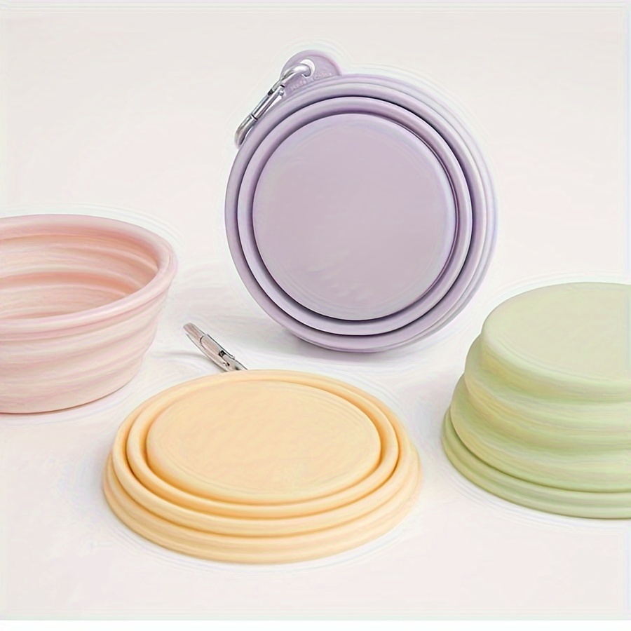 

350ml Macaron Color Pet Portable Foldable Bowl For Going Out, Cat Bowl Dog Bowl Outdoor Travel, Hanging Pet Drinking Water Feeding Silicone Bowl