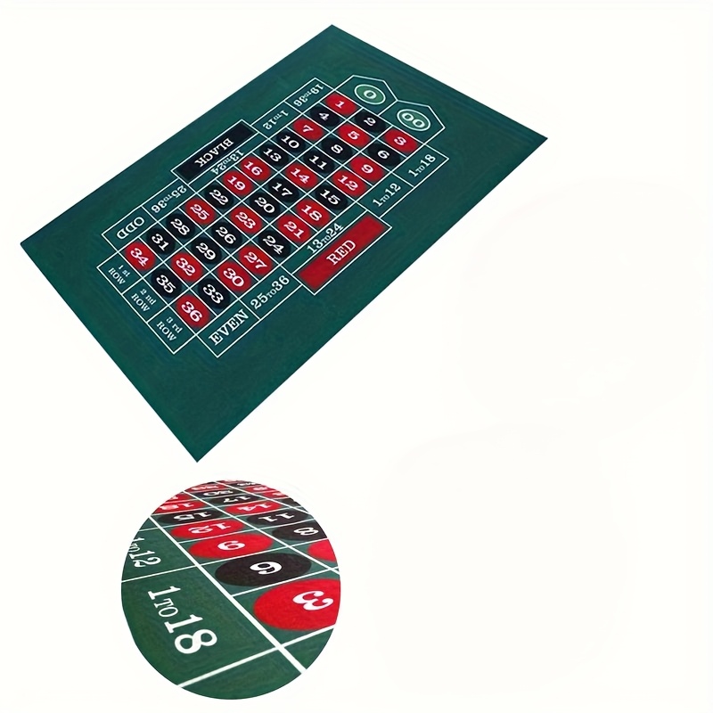 Green Two-Sided Poker Mat Featuring Red And White Design