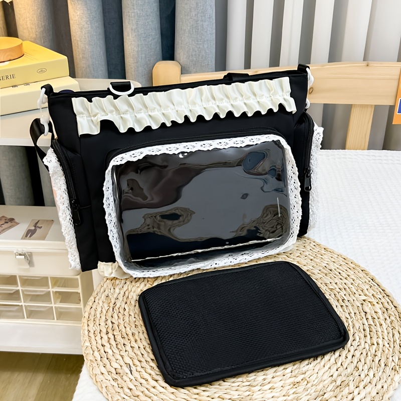 TEMU Women's Shoulder Bag, Fashionable Multi-pocket Clear Bag, Exhibition Student Class Shoulder Bag, Lace Commute Travel Crossbody Bag