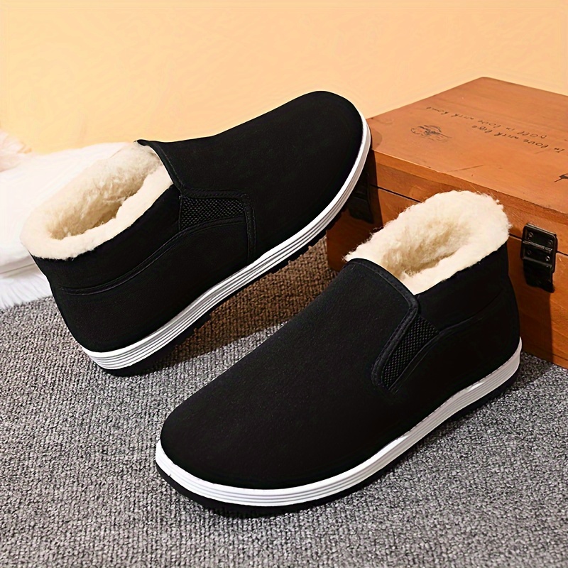 mens winter warm fleece lined slip on sneakers casual non slip   shoes for everyday outdoor activities details 1