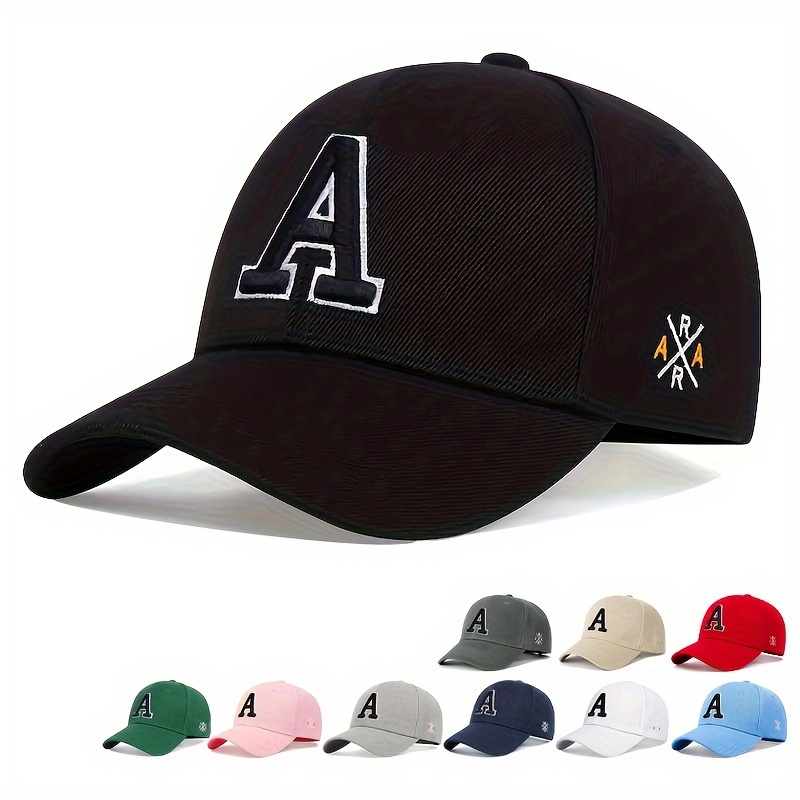 

1pc Embroidered Letter A Baseball Cap, Unisex Polyester Adjustable Snapback Hat, Breathable Lightweight Golf Sun Cap, Fashionable Curved For Men And Women, Summer Y2k Couples Sunshade Hat