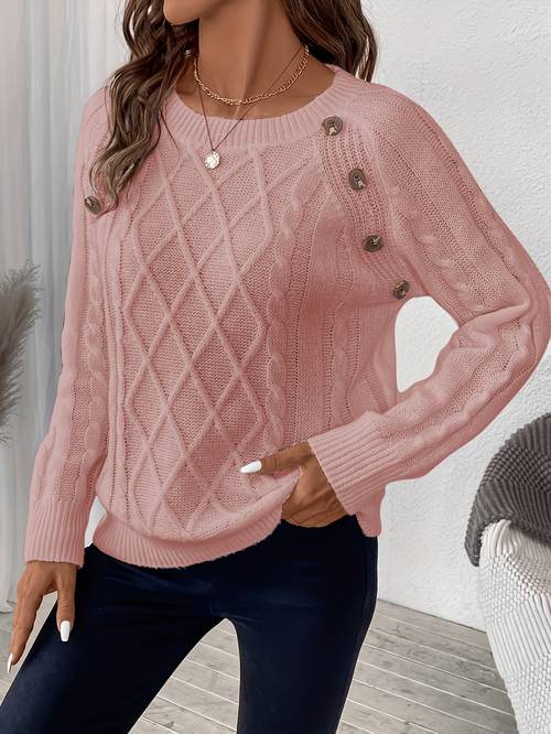 womens round neck long sleeve solid color pullover
