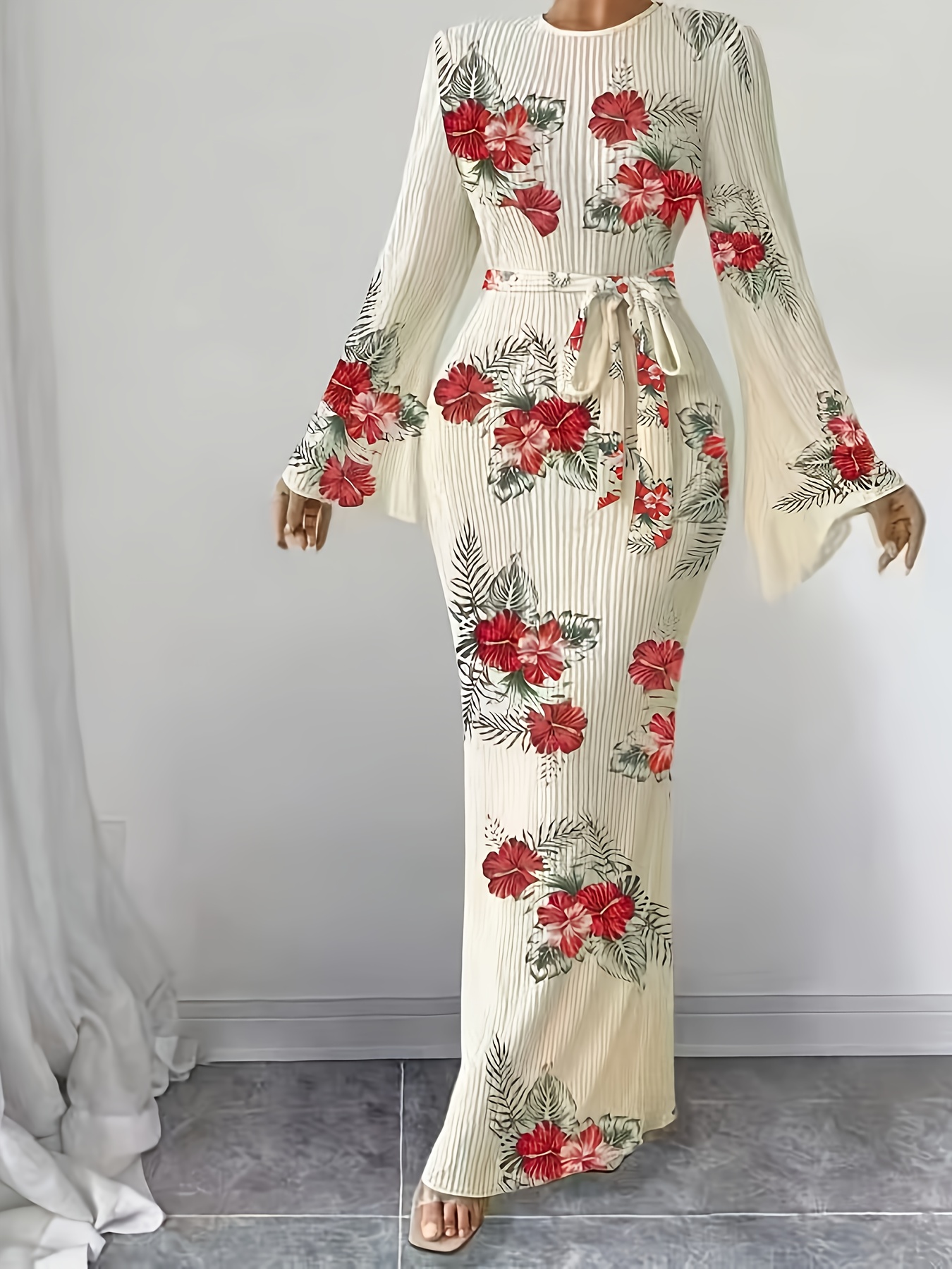 womens elegant flared long sleeve dress pleated fabric - Temu United Arab  Emirates