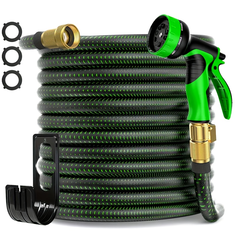 

Heavy-duty Garden Hose With 10- Spray Nozzle - Leakproof, Flexible Water Hose For Gardening & Lawn Care, 3/4" Solid Brass Fittings, In 25/50/75/100ft