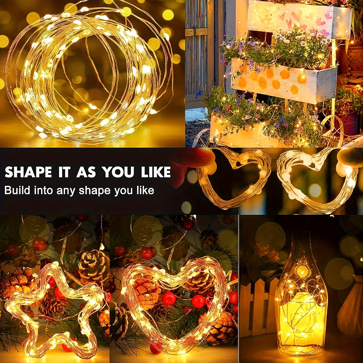 1pc USB-Powered Christmas Tree & Fairy Lights, 8 Modes, Remote Control, IP44 Rating - Ideal for Home, Wedding, Party, Birthday, Halloween Decorations, Festive Room Accent|Festive Room Accent|Durable LED Lights, Christmas Decorations
