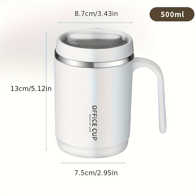 

304 Stainless Steel Coffee Mug With Handle - Insulated Office Cup For Couples - Elegant And Durable Thermal Drinkware - 500ml Capacity