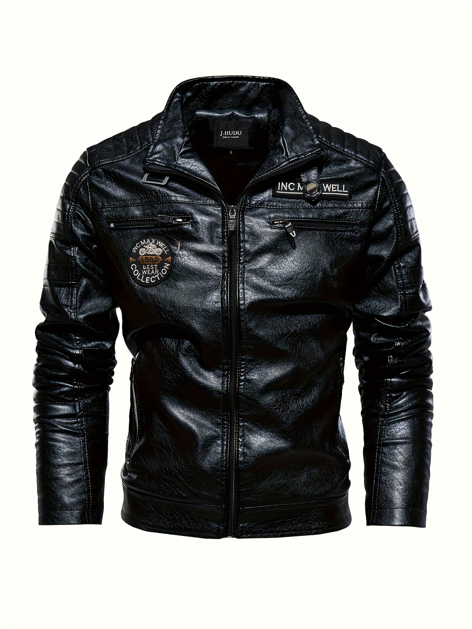 Men'S Plus Size Jacket - Casual Zip-Up Coat with Padded Lining, Brown, Long Sleeve, Regular Fit, Polyester Lining, Casual Outerwear for Everyday & Formal, Plus Size Jacket, Plus Size