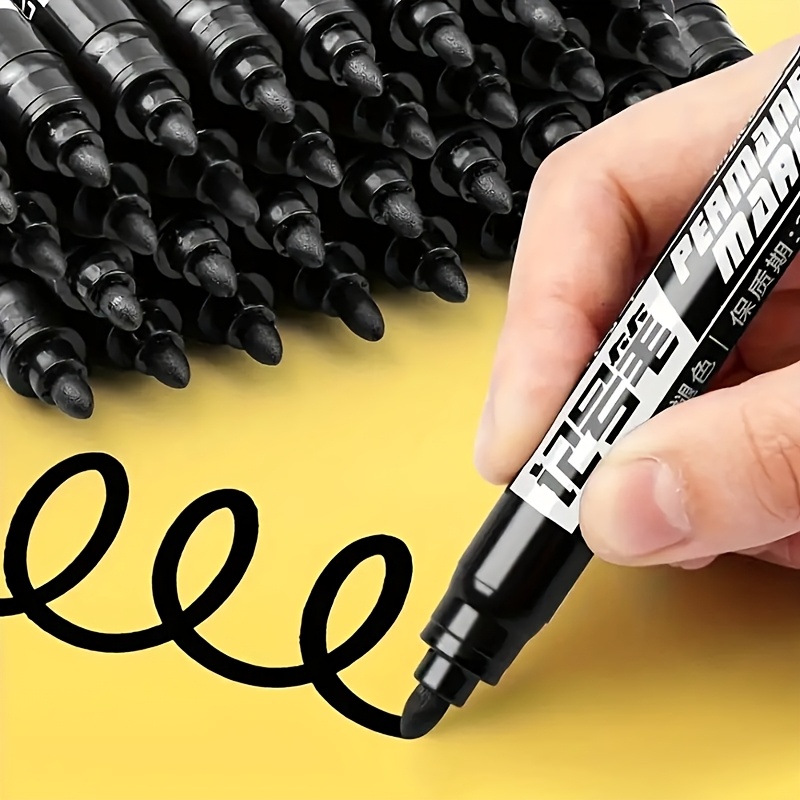 

10pcs Permanent Markers, Quick-dry Oil-based Ink, Waterproof Black, 13.97cm Length, Ideal For Use