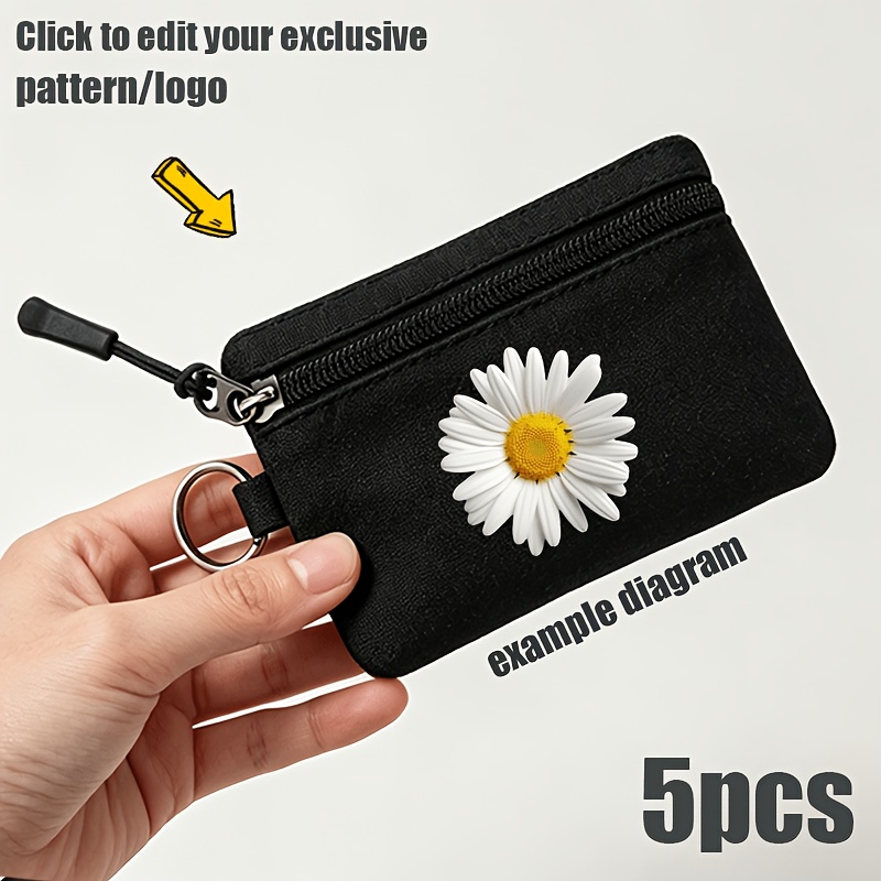 TEMU Portamonete con motivo personalizzato da 5/10 pezzi, mini borse portaoggetti personalizzate con LOGO/motivo/testo per piccoli oggetti, pochette