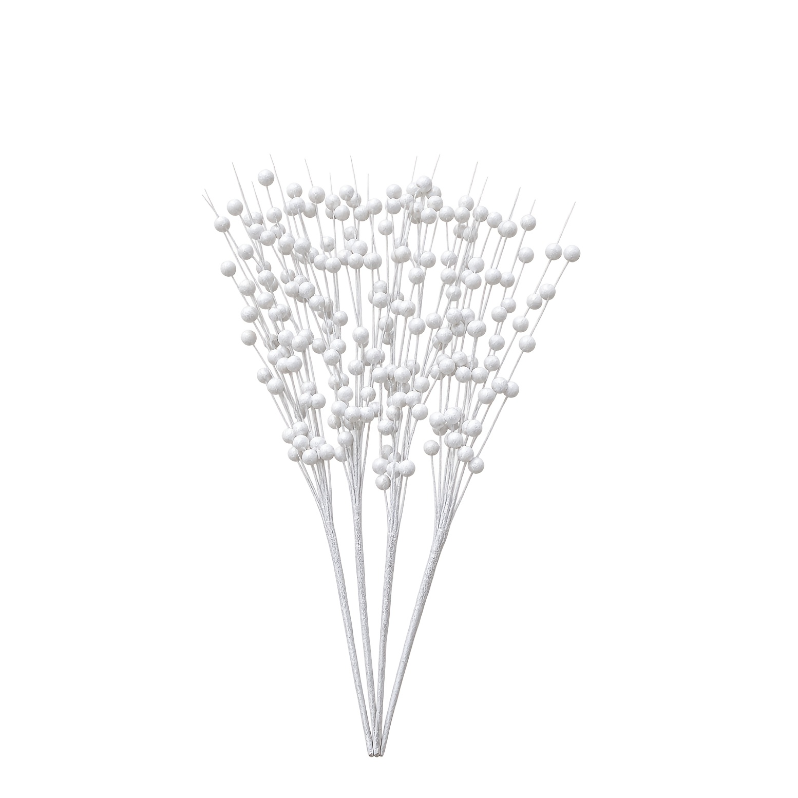 Image of 4pcs Artificial Stem Ornaments, Decorative Bead Sticks, Glittery Twigs, Picks, Branches For Christmas Tree, Small Vase, Holiday, Wedding, Party