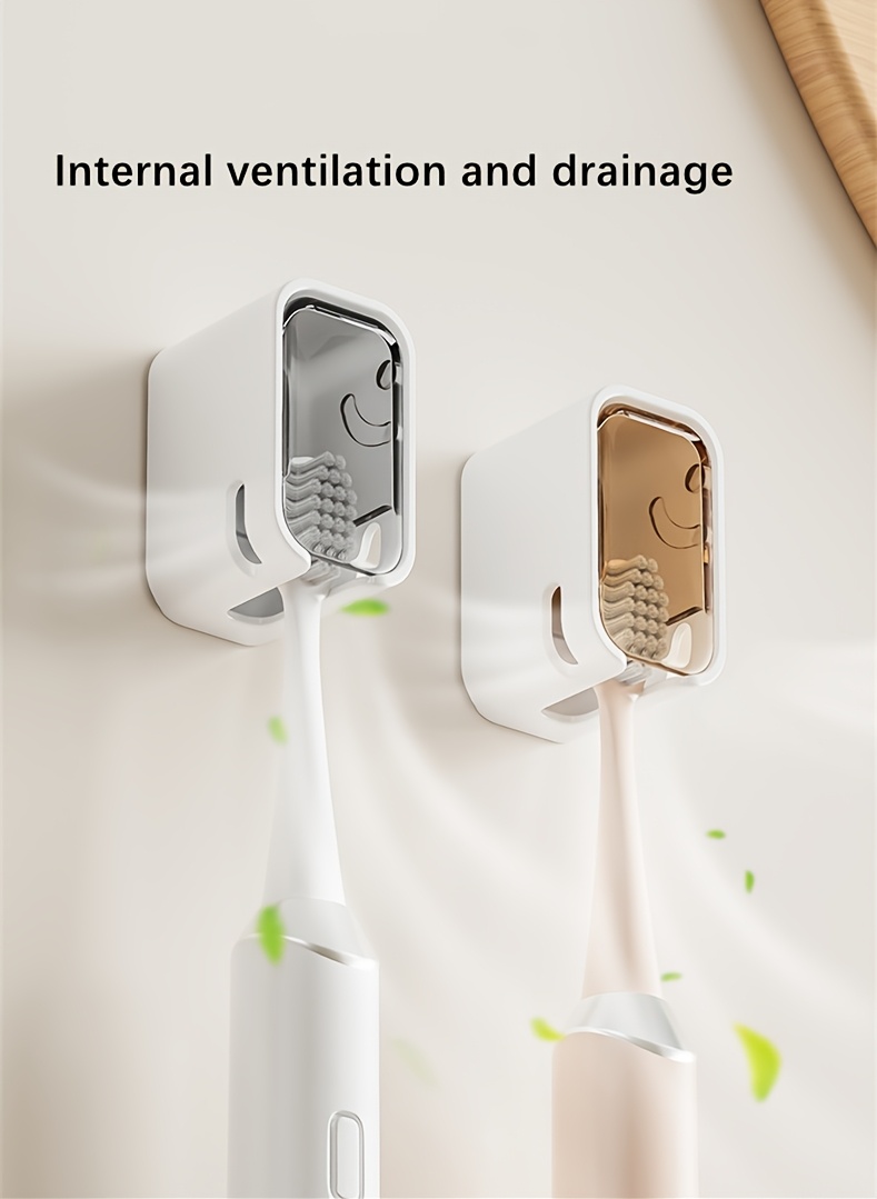 wall mounted toothbrush holder no drill installation mini storage box for electric and manual toothbrushes space saving bathroom accessory plastic material toothbrush storage modern bathroom decor durable plastic bathroom decor and accessories Product details 4