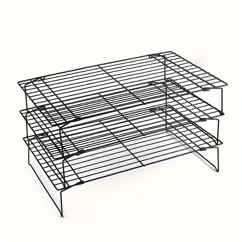 TEMU A Set Of Stackable Cooling Racks, Featuring 3 Layers For Draining, Cakes, And More - Perfect For Cooling, Cake Layers, Or . This Square Baking