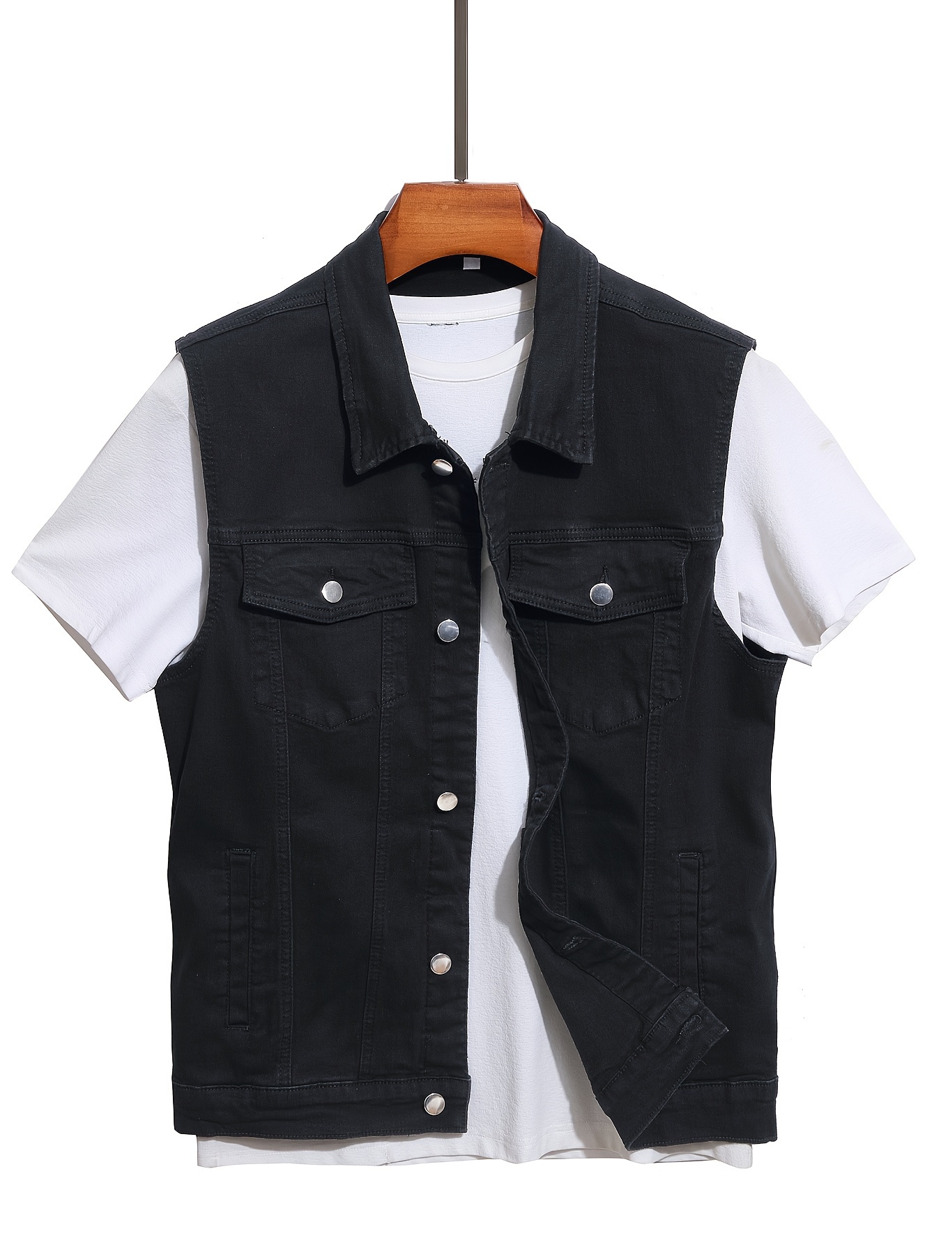 men's lightweight denim vest jacket streetwear sleeveless Temu