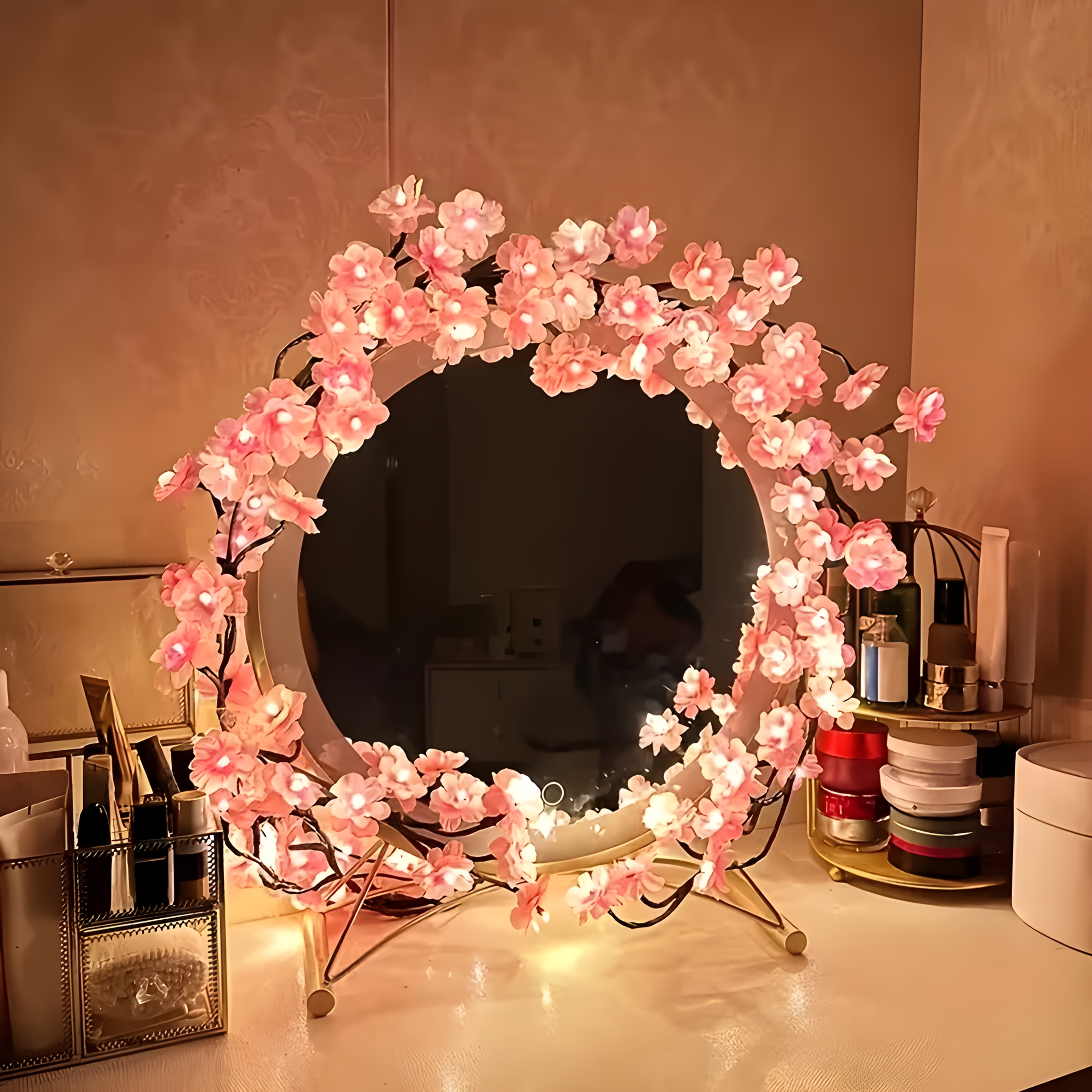 Indoor String Lights 96/144LED Cherry Blossom Willow Vine Branch Decorative Wreath, USB Power Supply, 8 Lighting Modes, Festive Party Decoration for New Year's Day, Valentine's Day, Easter, Thanksgiving, Etc., A Gift for Mom