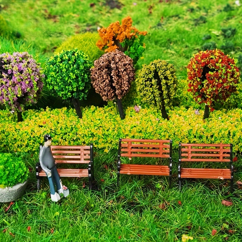 6pcs of Park Lounge Chairs, Seating Stools, Moss Succulent Micro-Landscape  Ornaments, Succulent Decorations, Creative Props, Photography Accessories, 