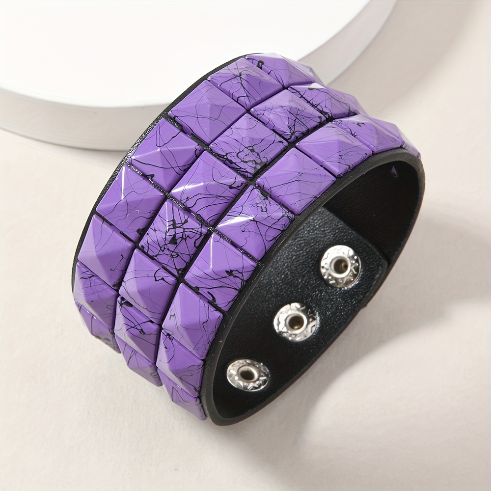 PU Fashion Bracelet with Multicolor Square Buckle, Unisex