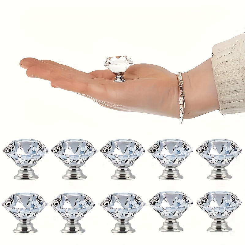 

12pcs Boutons de Placard Élégants en Plastique Transparent Cristal - , Poignées de Tiroir -Diamant pour Commodes & Armoires - Ajustement, Pas de Câblage