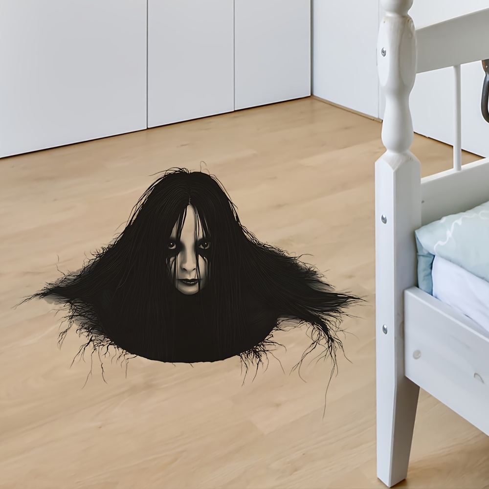 2d flat halloween wall floor stickers waterproof removable scary ghost witch decals for home bedroom bathroom kitchen decor fridge sticker 30 60  8 23 6inch
