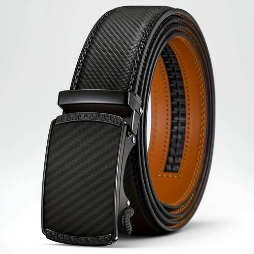 mens leather ratchet belt with automatic adjustable belt with gift box