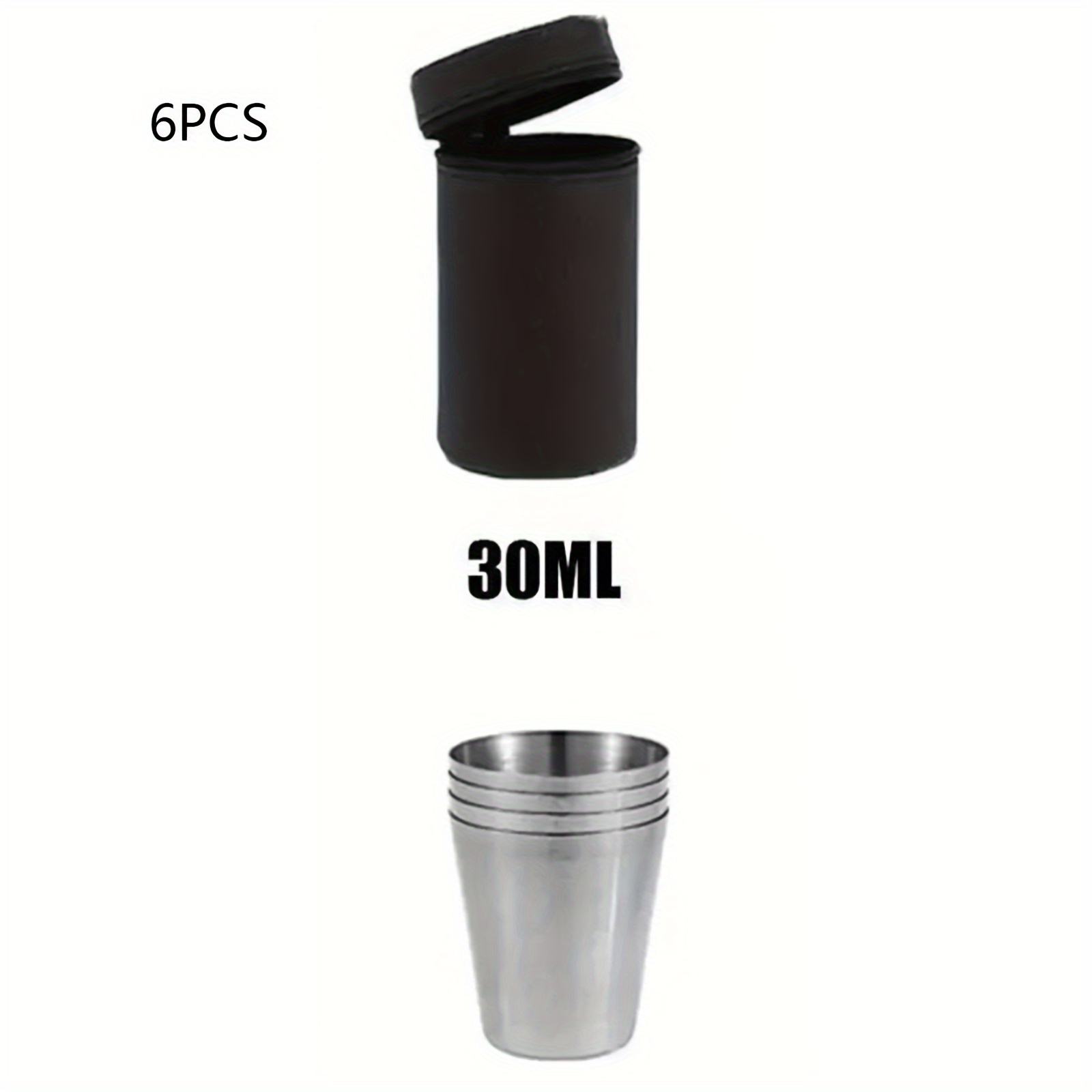 TEMU Ensemble de 6 verres en acier inoxydable et 1 boîte de rangement en cuir - Verres à vin portables avec boîte de rangement en cuir, adaptés au