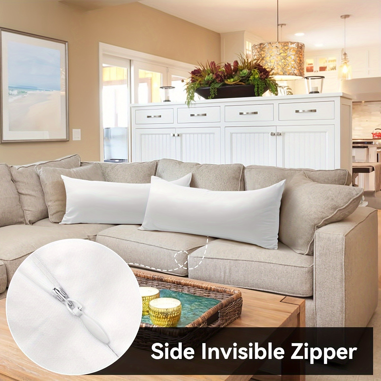 Large Body Pillow Insert for Adults 20x54 Inch Extra Long Bed Pillow with  Removable Microfiber Filling, Breathable Full-Body for Back, Hips, Legs