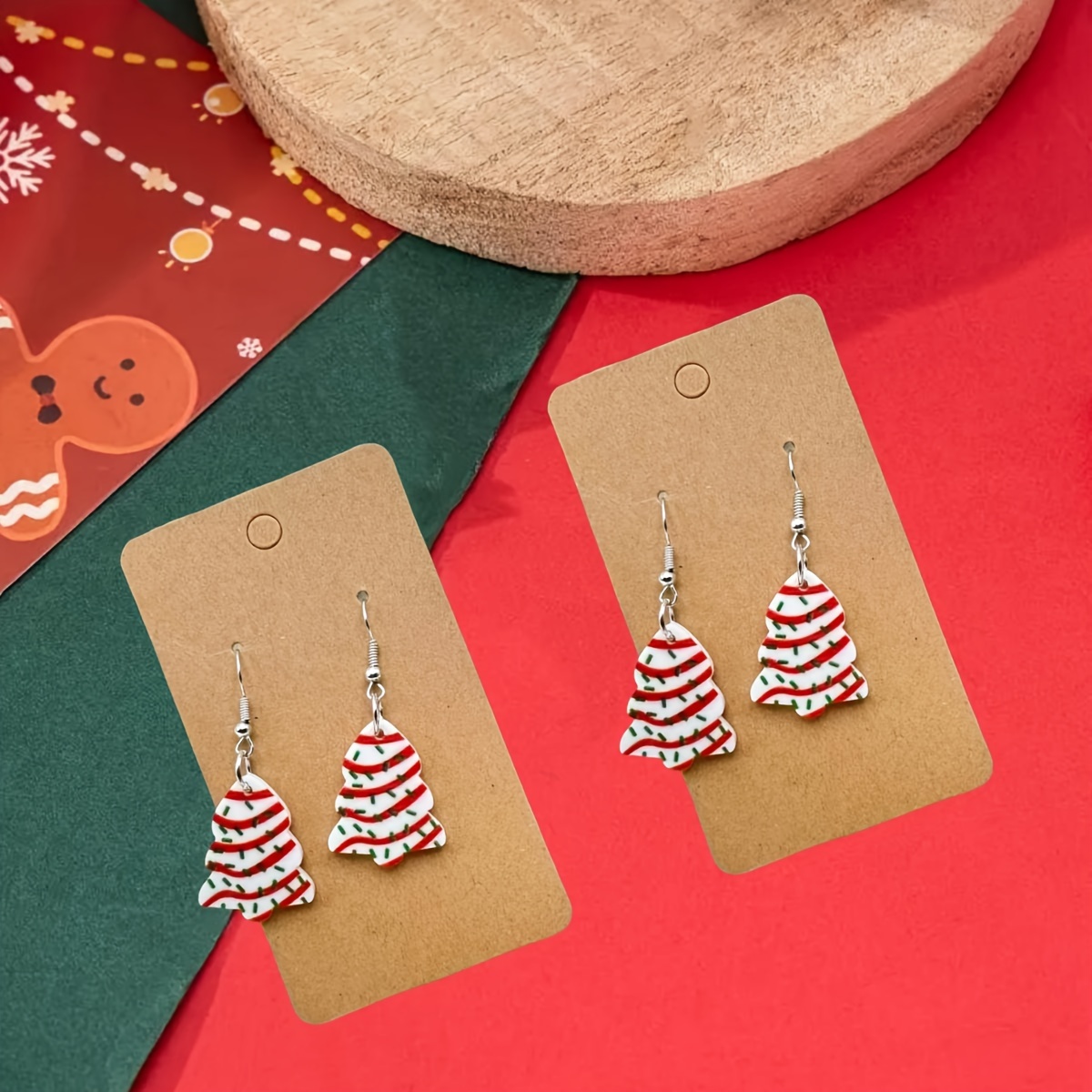 

4-pack Christmas Tree Acrylic Earrings - Cute Alloy Ear Needle, No Mosaic, Holiday Celebration And Gift-, Jewelry