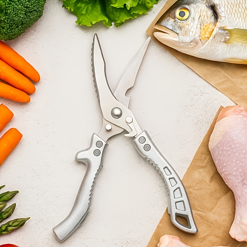 TEMU Ciseaux de cuisine multifonctionnels en acier au carbone | Poignée ergonomique, adaptés aux deux mains, parfaits pour couper , le poisson et