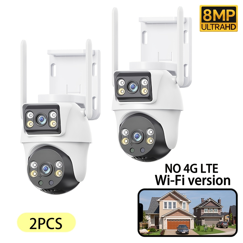 Image of 2pcs Xiaovv 8mp Dual Lens Outdoor Wifi Security Camera - 2.4ghz Wireless Camera, Humanoid Tracking, Color Night Vision Cctv, Audio, Ptz/tilt Rotation, Alarm Push, Cloud Storage, Indoor Camera For