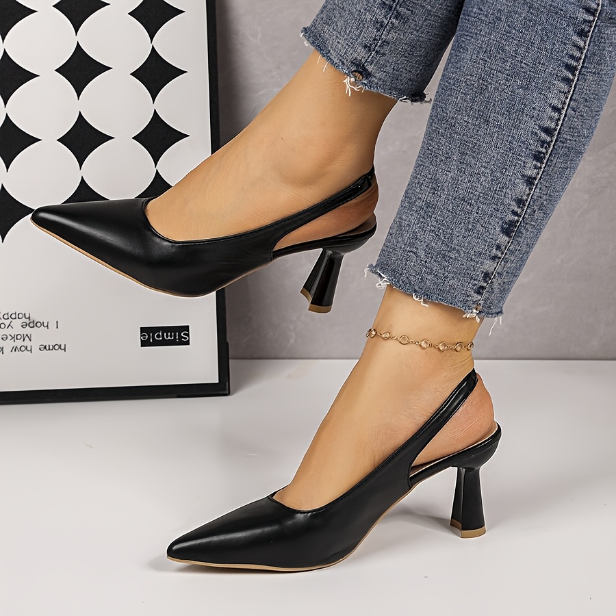 womens pointed toe stiletto heel sandals slip black Temu Canada