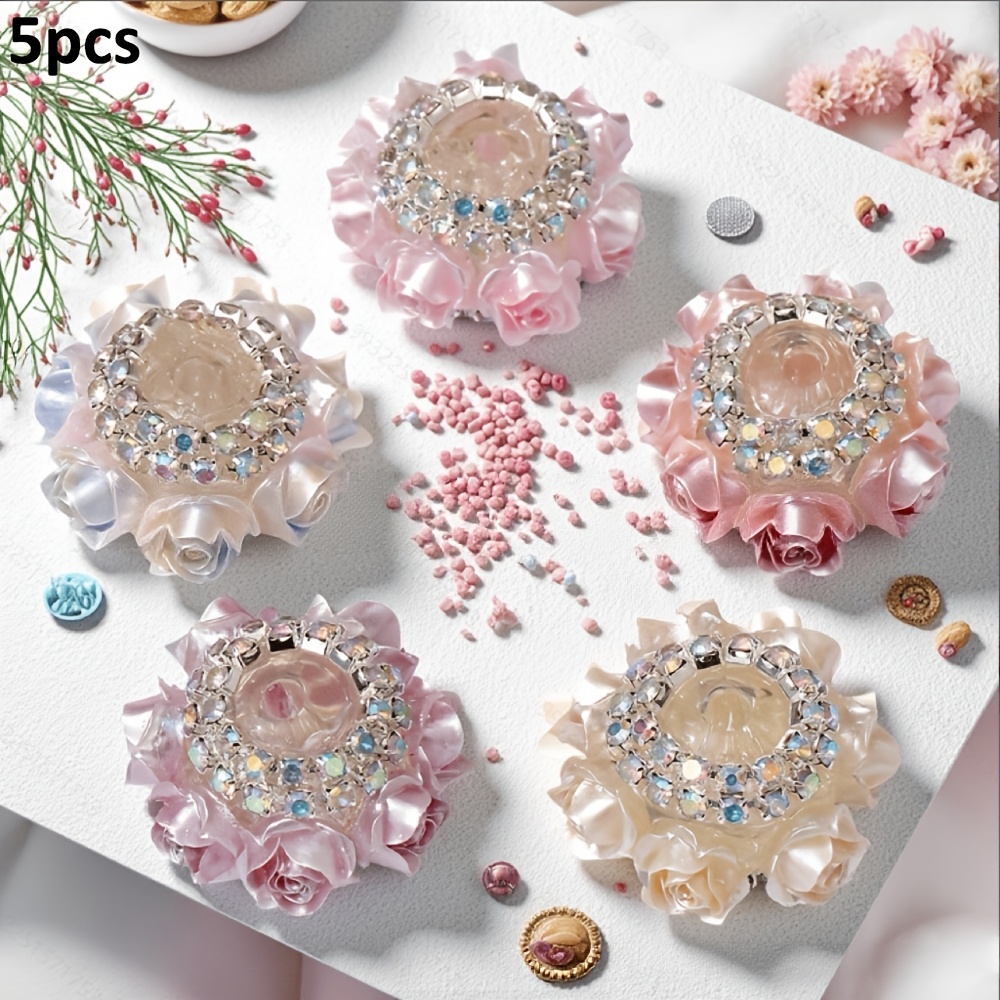 TEMU 5pcs Perles de Luxe Rose Multicolores, Équipées de Perles d'Espacement et de Perles à Trou Droit, Adaptées aux Stylos de Perles, aux Pendentifs